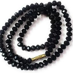 Crystal Necklace Round Faceted Beads 1 Layer Unique Black Color Mala for Girl and Women Fashion Jewellery-image-76