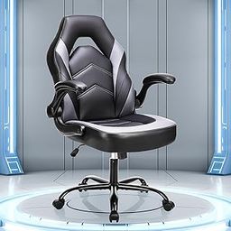 OLIXIS Big and Tall Office Desk Leather Gaming Computer Chair with Adjustable Swivel Task and Flip-up Arms for Adults,Teens-image-47