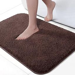 SR CREATIONS Super Soft Shaggy Anti Skid (40x60cm,Brown) Microfiber Bath Mat Washable Door Mat Quick Dry Water Absorbent Mat for Home/Bathroom/Bedroom/Kitchen/Floor Mat-image-1