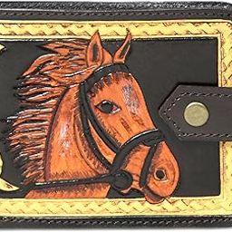 Handcrafted Genuine Leather Cowboy Wallet Handmade Horse Design, Western Designer Wallet, Hand Tooled Full Grain Leather by NZ Overseas-picture-24