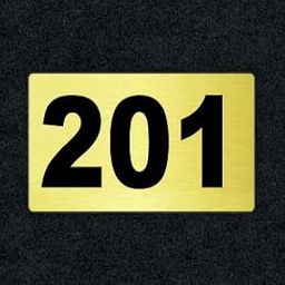 Number Plate 201 Room, Hotel, Hospital, Lodge,Apartment, Flat,Door No,College, Library, Rack Numbers Warehouse, Gold Acrylic Background with Black Letter with PVC Waterproof Sticker-image-16