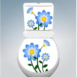 DivineDesigns™ Blue Sunflowers Toilet Seat Sticker (Size :- 38 X 33 cm)-image-37