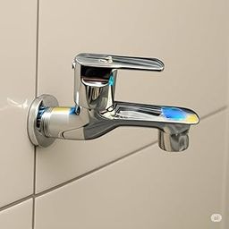 Adroit KT Bib Cock Short Body for Bathroom with Water Saving Aerator/Brass Spindle Bib Tap with Flange and Teflon Tape for Bathroom and Kitchen | Chrome Polish Finish | Wall Mounted | (Touch SB)-image-61