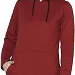 Women Maroon Hooded Full Sleeve Fleece Dress Sweatshirt-image-81