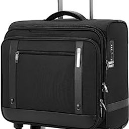 Safari Polyester Select Falcon Overnighter Laptop 8 Wheel Spinner Soft Trolley Bag with TSA Lock and Laptop Compartment, Front Open, Airline Compliant, Black, Small, 49 cm-30
