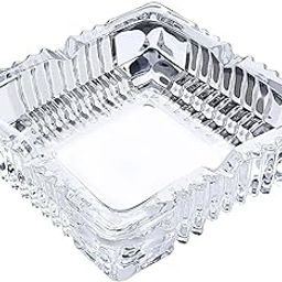Green Apple Glass Crystal Cut Cigarette Ashtray for Home, Office and Hotel Use (Transparent, 11.5x3 cm)-image-74