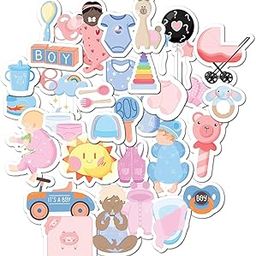 CRAFTEEZY Set of 30 Pcs It's A Baby Boy Scrapbook Stickers for Laptops Phone Cases DIY Craft Work Water Bottles Mugs Etc-image-21