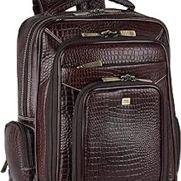 Men's Full Grain Cow Hide Leather 17 Inch Laptop Backpack Large Capacity Weekender Overnight Camping Travel Rucksack-36