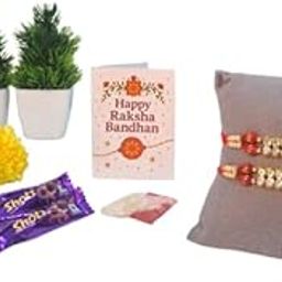 Handmade Traditional Rakhi Crystal Band | Roli Chawal & Greeting Card – Raksha Bandhan Gift Combo for Brother-image-51