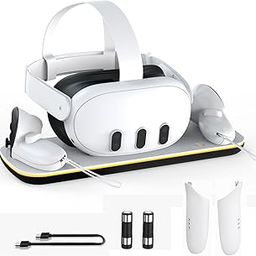 Dobe Charging Dock Station for Oculus Meta Quest 3 Headset and 2 Controllers，Fast VR Charging Station with LED Light [On/Off], Charger Display Stand with 2 Rechargeable Batteries-18