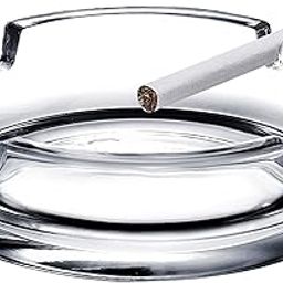 Crystal Glass Round Tabletop Ash Tray Glass Ash Tray for Cigarette, Cigar Smoking for Home, Car, Balcony, Crystal Clear Round Ash Tray Box Crystal Quality Glass Ash Tray (Pack of1)-image-9