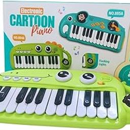 Electronic Cartoon Piano Keyboard for Kids, Musical Educational Toy with Flashing Lights, Ages 3+, Green-image-61