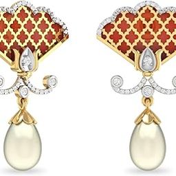 Yellow Gold and Diamond Stud Earrings for Women-image-93