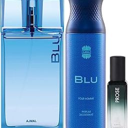 Ajmal Blu EDP 90ml & Blu Perfume Deo 200ml & Prose EDP 20ML Pack of 3 (Total 310ML) for Men & Women-image-26