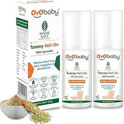 OYO BABY Ayurvedic Tummy Roll-On for Babies | Colic Relief, Constipation & Indigestion | Hing & Saunf Formula |100% Ayurvedic - 40ml - Pack of 2-8