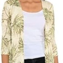 Ayuransh Crepe Printed Shrug, A-Line Style, 3/4 Sleeve, Green Palm Pattern-image-26