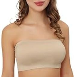 Non-Padded Polymide Tube Bra for Women with Anti Slip Silicon Strip | Seamless, Strapless, Full Coverage, Non-Wired Tube Bra for Backless Dress | Bandeau Tube Bra for Women | Size: M-XL-1
