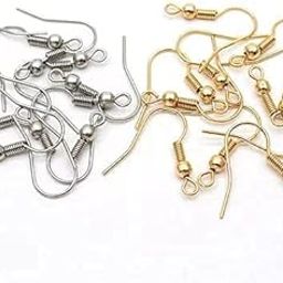 ZILZON® Jewellery Making Earring Hook for Silk Thread Jewellary Making Golden and Silver 50 Golden and 50 Silver (100 Pices),Metal-17