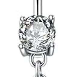 Zircon Butterfly Belly Button Ring | Titanium Steel Thick Rod Navel Piercing Jewelry-image-18