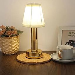 EVVIX Cordless Table Lamp, Rechargeable, Bedside Lamp with USB Port, 3 Light Colors, Touch Button, Pleated Shade, Gold Metal Holder, Table Lamps for Living Room, Bedroom, and Office-11