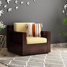 Solid Sheesham Wood Single Seater Sofa Set for Living Room | Bedroom | Home | Office | Decorative Wooden 1 Seater Sofa Set Furniture | (Walnut Finish) |-image-10