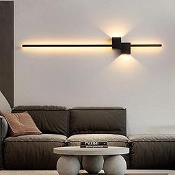Glowave Metal Modern Black Linear LED Long Tube Wall Light for Bedroom, Bedside, Living Room, Hallway - Tricolour | Warm White, Natural White | (600Mm)-picture-0