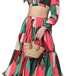 | Co-Ord Set For Women | Comfort Elastic | Beautiful Design Printed | Trendy V-Neck Fit Flare Co-ord Set | Elevate Your Look-image-6