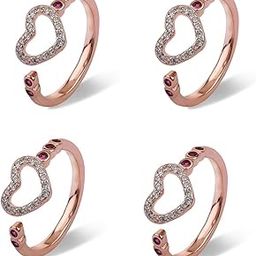 Heart Shapes Toe Rings | 925 Sterling Silver,Adjustable Rose gold| 6 Months Warranty(T&C) | Pack of 4 Toe Rings | With Certificate of Authenticity and 925 Stamp |-image-74