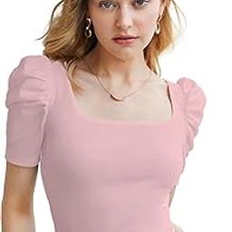 Women's Pleated High Neck Short Puff Sleeve Ruched Bust Solid Regular Fit Tops For Women/ Tops For Girls (Shree Top 22)-image-49