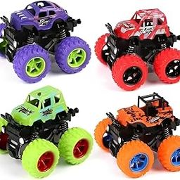 Graphene Monster Trucks (Pack of 4), Friction Powered Monster Car Toys for Boys 3-7 Years Old, Durable High-Density Alloy and Non-Toxic Plastic, Non-Slip Tires for Educational Play(Pack of 4)-24