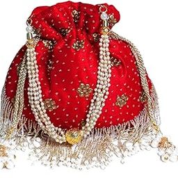 Red Women's Design Hand made Polti Pouch For Wedding II Women's Traditional Designer Clutch For Women & Girls II DESIGNER POTLIS-47