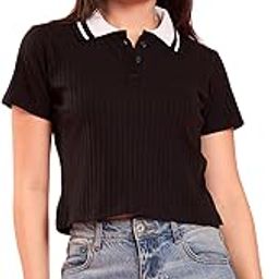 Pink Ribbed Polo Cotton Crop Top-picture-25