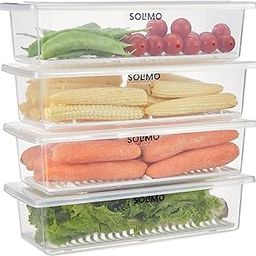 Amazon Brand - Solimo Plastic Stackable Storage Containers With Removable Drain Plate For Fridge, Rectangle, Pack Of 4,White-picture-8