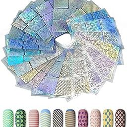 Easy Nail Art Stencil Sticker Adhesive Salon Vinyls Ping Printing Image Stamps (Pack of 1 Sheet)-image-1