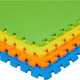 Amazon Brand - Solimo Interlocking Foam Baby Mat | Pack of 4 | 1.2 cm Thick | 60 x 60 cm | Activity Mat for Kids 6+ Months | for Home, School & Playground | Durable & Easy Storage | Multicolor-picture-20