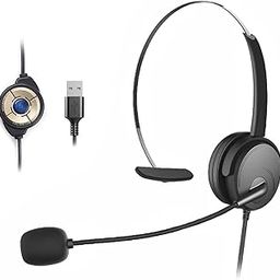 NIMMZ COLLECTION OY131 Single Ear Headset USB Headphones Head-Mounted Computer Headphone for Right/Left Ear Call Center Headsets with in-Cord Volume Control-20