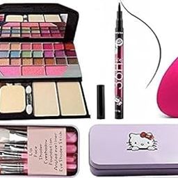 BELLAS Makeup kit for Women's and Girls | 10 Pcs Multicolour Makeup Kit and 7 Pink Makeup Brushes Set, 36H Waterproof Eyeliner Pencil with 1 Pink Beauty Blender-15