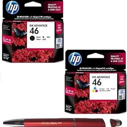 HP 46 Ink Cartridge (Black & Colour) (Set of 2) with 3in1 Multi-Function Mobile Phone Stand, Stylus Pen, Anti-Metal Texture Rotating Ballpoint Pen (Very Colors)-picture-28