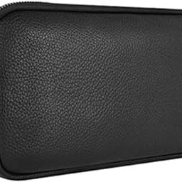 Alpha Fingerprint Lock Leather Clutch, Black-69