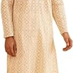 (Since 1958 Men's Cotton Gold Sequence Embroidered Kurta with white Churidaar Pyjama-image-47