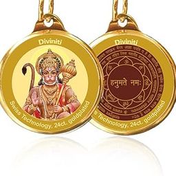24K Double sided Gold Plated Pendant Hanuman & Yantra|22 MM Flip Coin for Men, Women and children | Religious locket for Good Health & Wealth | Idol for gifting loved ones (5 PCS)-image-26