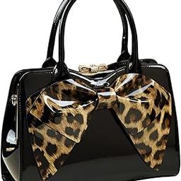 Women Elegant Glossy Bow Shell Handbag – Double Handle PU Tote for Daily Chic-image-49