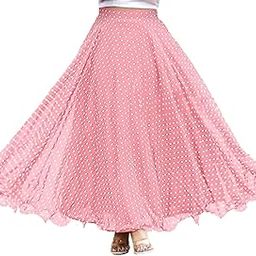 Women's Polka Dot Georgette Ethnic Maxi Skirt, High Waist, Flared, Elegant Design-image-71