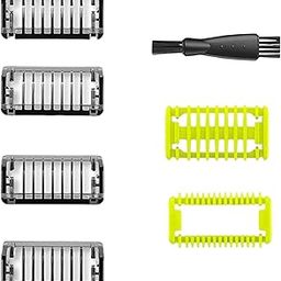 7PCS PHILIPS ONE BLADE, ONE BLADE PHILIPS, PHILIPS TRIMMER BLADE WITH BODY COMB AND SKIN PROTECTOR, COMPATIBLE WITH PHILIPS QP210/50, QP2523(4guide combs,1skin protector, 1body comb,1brush,1box)-1
