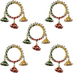 Bangle Lumba Rakhi for Bhabhi Set of 5 - Traditional Gota Patti Kada for Women Multi Colour Beads Beaded Kada Rakhi Chuda Bangles Handmade Fancy Bracelet-image-90