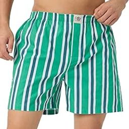 Striped Boxers: Atlantis Men and Boys Pull On Green Cotton Boxer Shorts-47