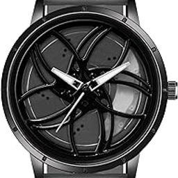 RevolveX Rotating Hollow Wheel Hub Creative Fashion Analog Silicone Magnetic Strap Wrist Watch for Men Boys -WCH366-image-77