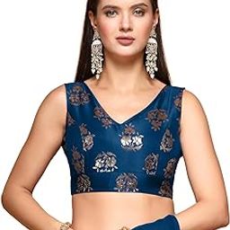 Ethnic Style Readymade Brocade Sleeveless V-Neck Blouse for Pairing with Sarees, lehengas, or Plazzo for Fusion wear-image-86