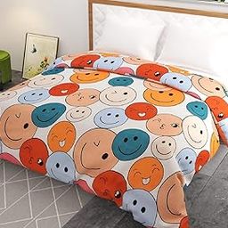 TURIYA 180 TC Microfiber Cloth Printed Double Bed Size Duvet Cover/Rajai Cover/Kambal Cover with Zipper Enclosure (Design 5) (Smileys Multicolor)-image-23