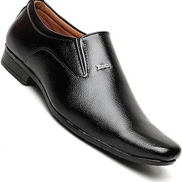 Artificial Leather Formal Shoes for Men || Party, College, Wedding, Shine Office Shoes for Men Slip On Shoes for Men Without Laceless Shoes for Men (Black)-image-80